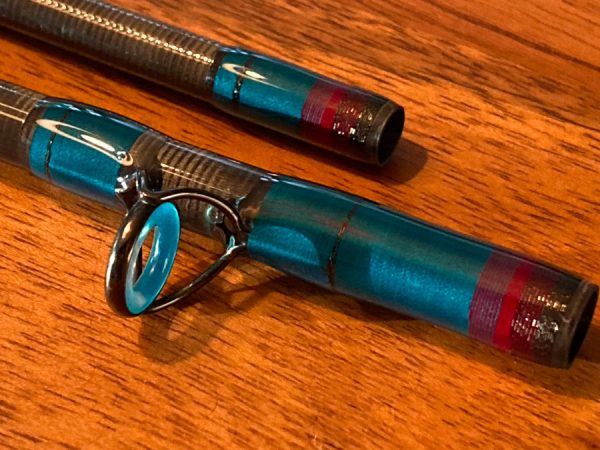 Spey rod with blue agate stripping guides